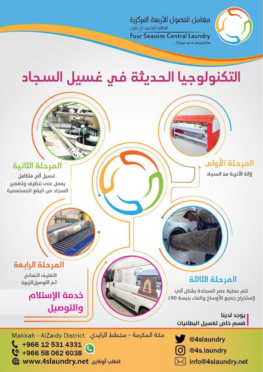موقع الفصول الاربعة لغسيل السجاد والموكيت بالمكائن الحديثة - شركات تنظيف في بغداد